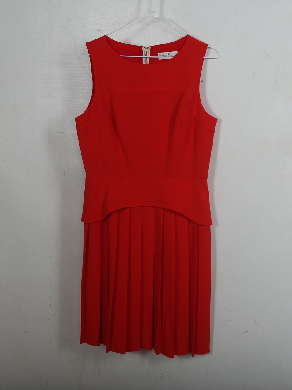 Eliza J Red Sleeveless Peplum Pleated Dress